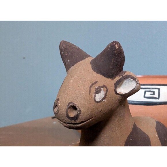Vintage Peru Pottery Cow Figurine, Clay Native Folk Art, Southwestern Decor - Picture 6 of 9
